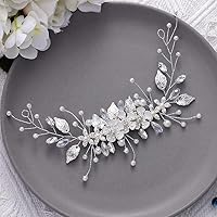 Vista 7 de GORAIS Accesorio para el cabello de novia para boda, diseño de flores de vid y diamantes de imitación, accesorio para el cabello para mujer, Perla