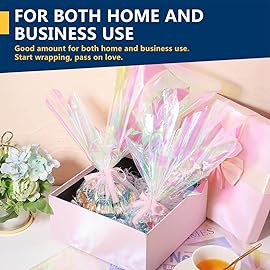 PerkHomy Iridescent 16 x 100\' 3 Mil Thick Cellophane For Gift Basket Treats Goodie Wrapping Craft Flower Bouquet Plastic (Magical, 100ft (16in Width))