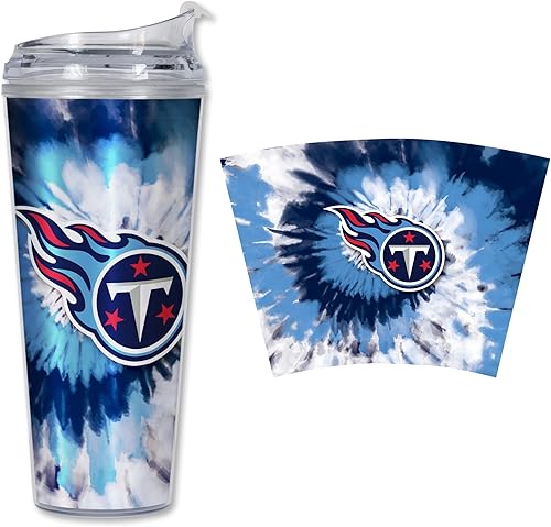 Miniatura 24 de Rico Industries NFL Football Glitter 24 onzas Vaso de purpurina acrílico con tapa con bisagra, Vaso de doble pared oficialmente licenciado
