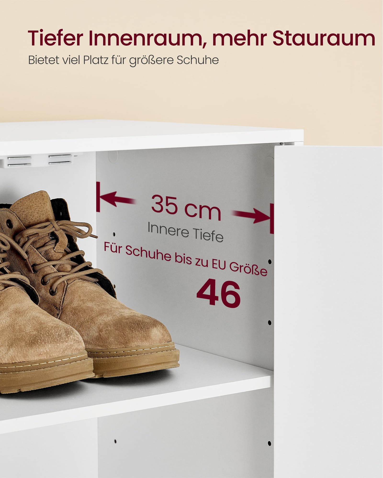 VASAGLE Custos Kollektion - Schuhschrank 4 Klappen, Schuhkipper, freistehendes schmales Schuhregal, für Eingangsbereich, Modern Basic, für 12-16 Paar Schuhe, Mattweiß HSC901WB01