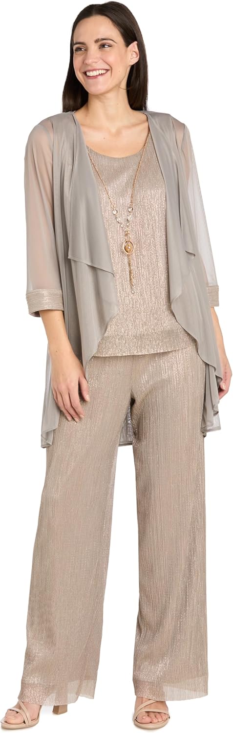 R&M Richards Womens Metallic Open-Front Blazer