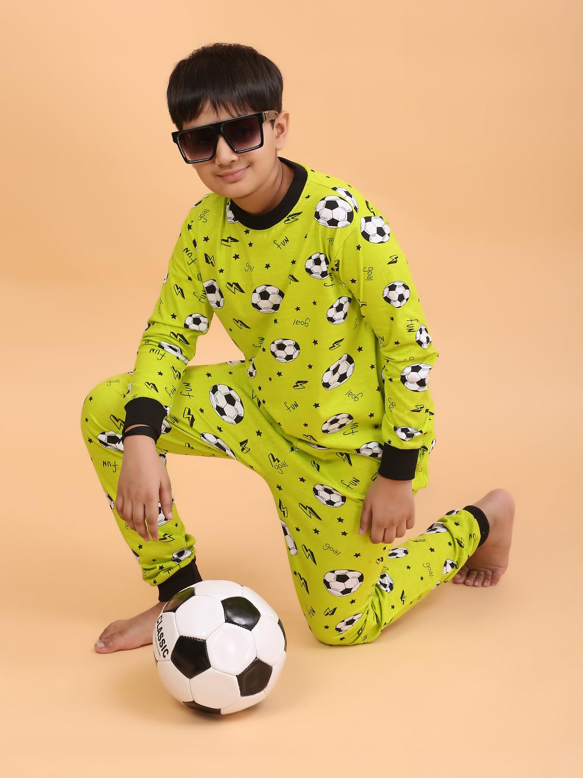 Ninos Dreams Full Sleeves Coord Set with Lower-Green Football - Image 2 thumbnail