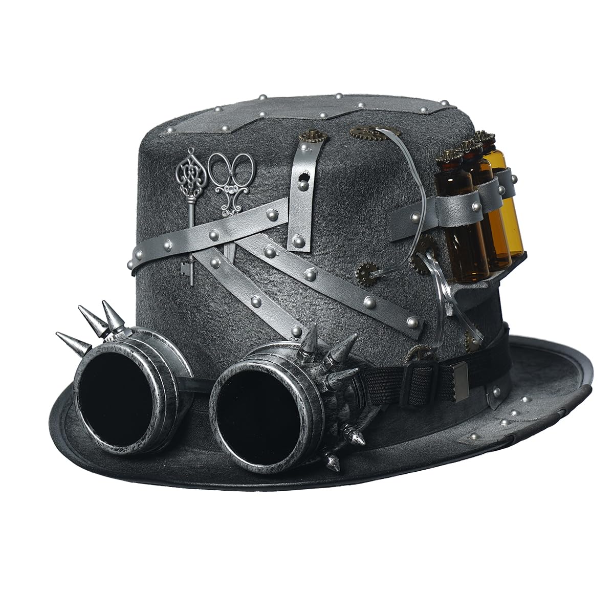BLESSUME Steampunk Top Hat with Glasses, Adult Top Hat for Carnival, Halloween, Theme Party