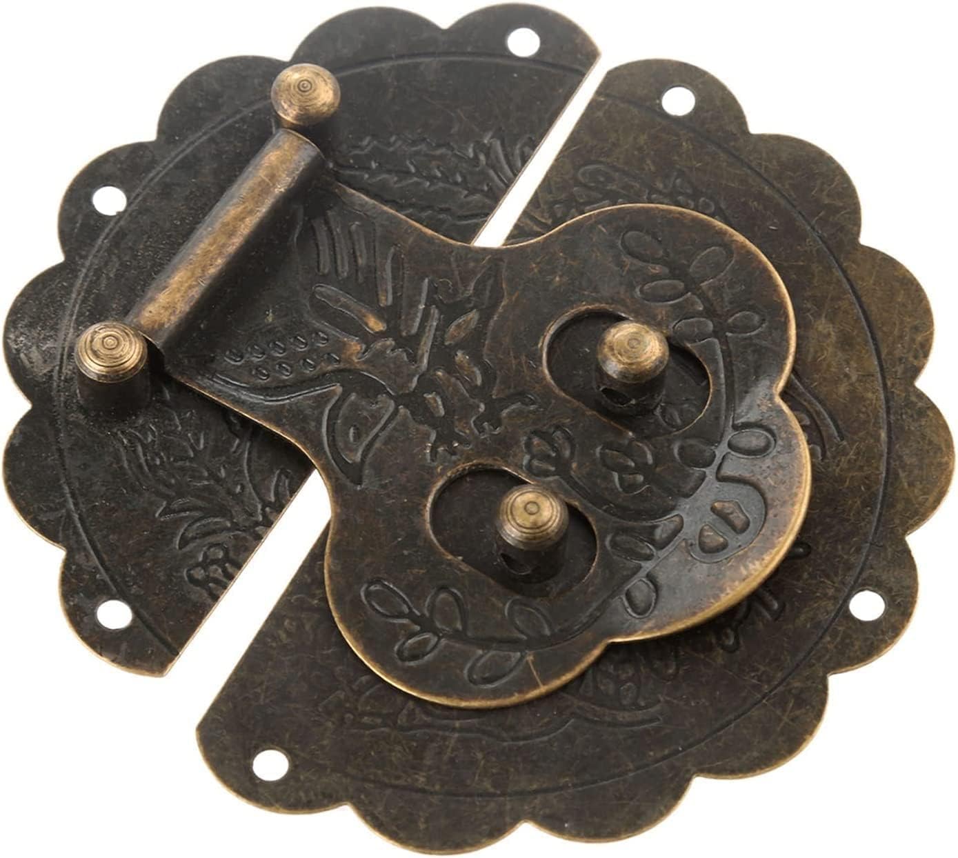 Hasps Latch, Box Latch Decorative Buckle Jewelry Wooden Box Suitcase Buckle Latch with Screw Vintage Furniture Hardware 100mm