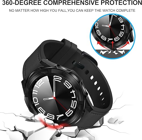 Miniatura 4 de Suoman 3 en 1 para Samsung Galaxy Watch 6 Classic 1.850 in Caso, Cubierta Protectora De Parachoques De TPU Protector De Pantalla HD Para Samsung