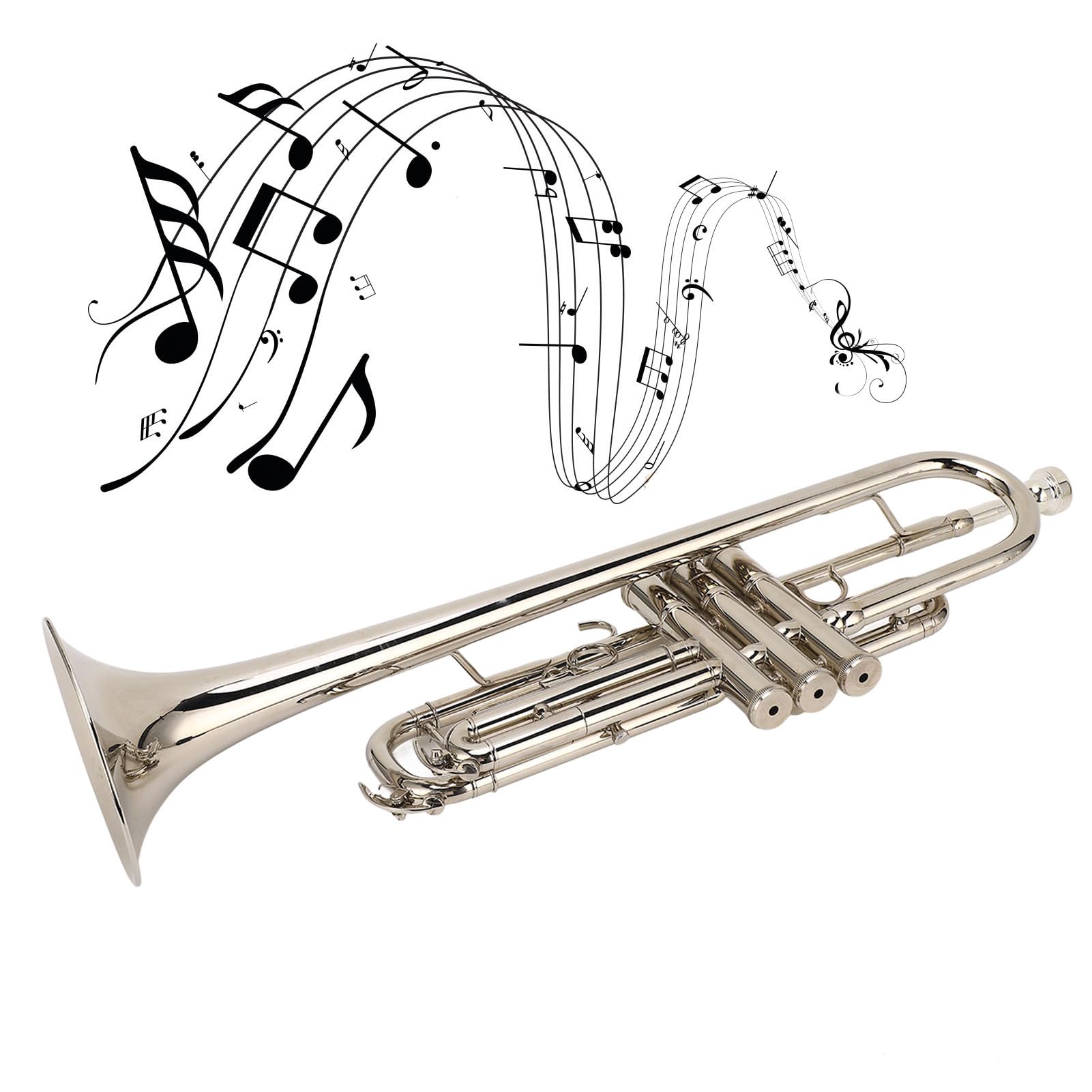 Trompette en Sib à tonalité Vive, Instrument de Musique Standard avec Embout plaqué Argent pour Klaxon Fort et Mélodie Chantée, livré avec des Accessoires pour Jouer