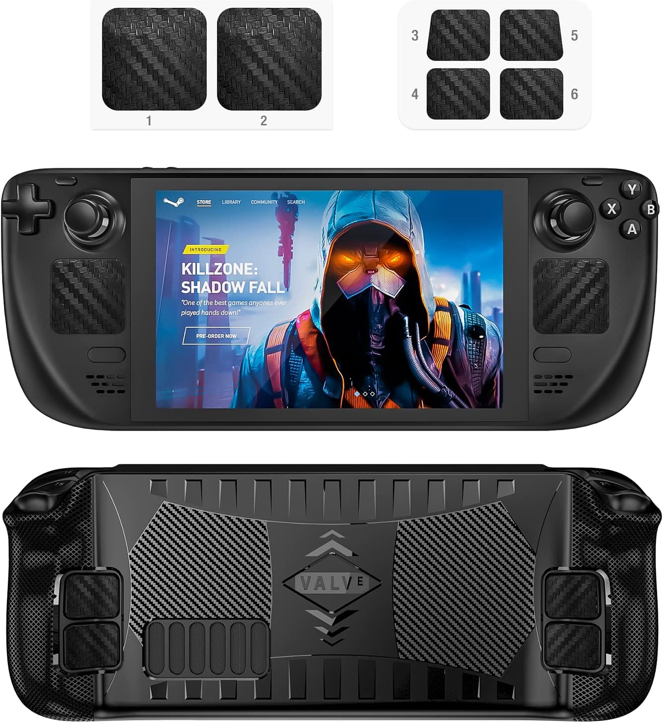 SENQAO Steam Deck Accessories - Black Silicone Skin for Steam Deck - Reusable Trackpad & Auxiliary Button Covers