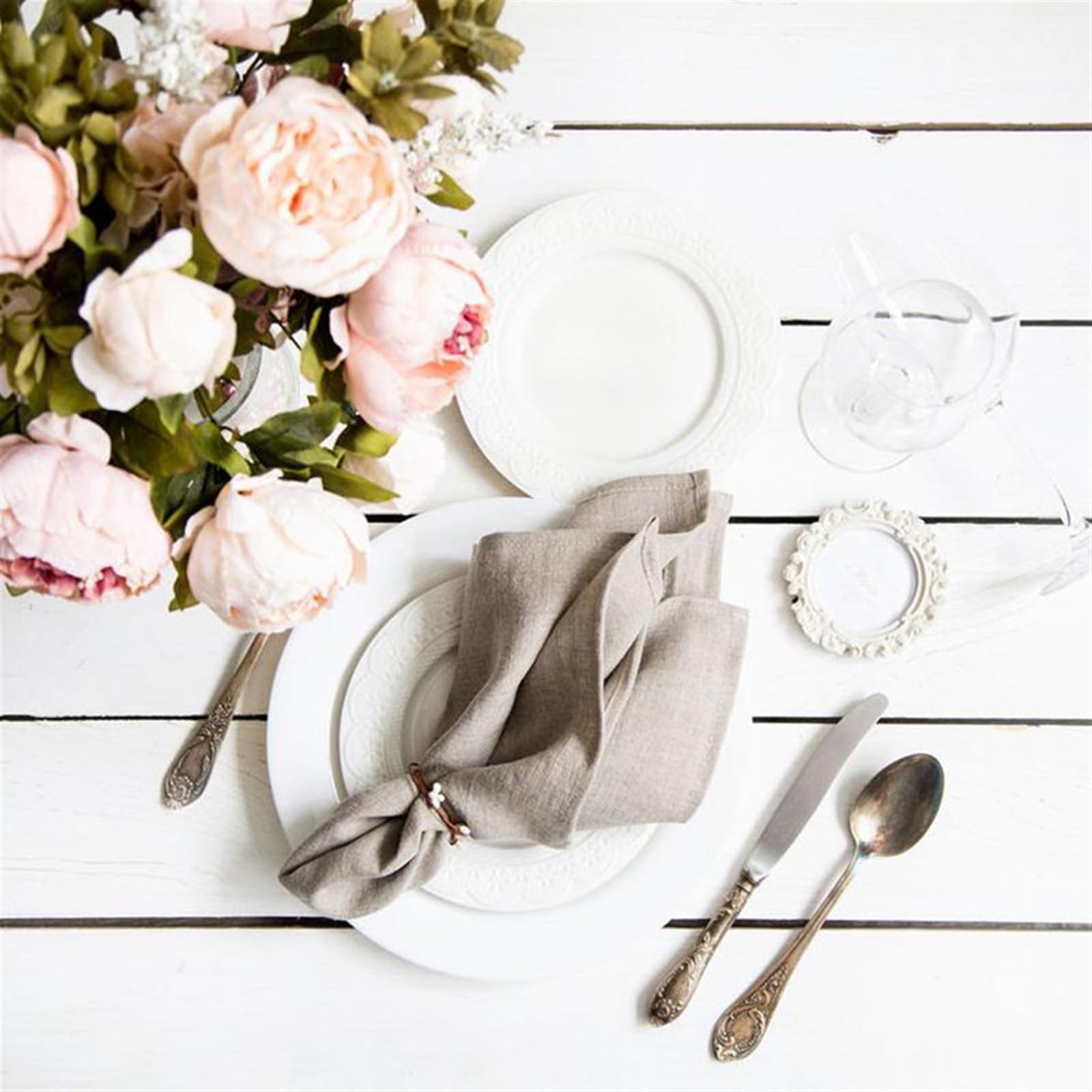 Cloth Napkins 12 Pieces White Napkins Cotton Fabric Napkin Table Dinner