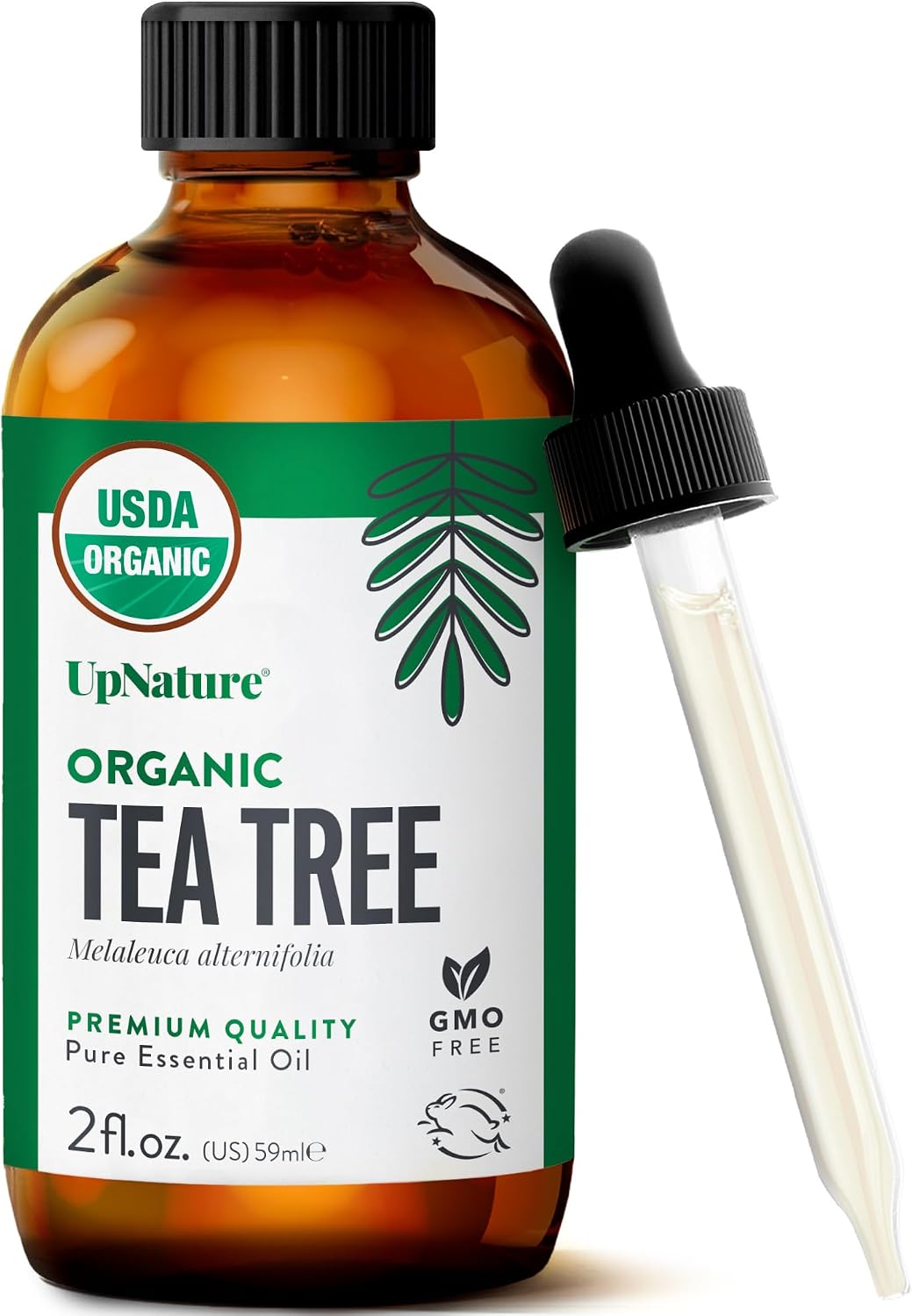 UpNature Tea Tree Oil - Organic Essential Oil for Skin Hair Toenail (2oz)