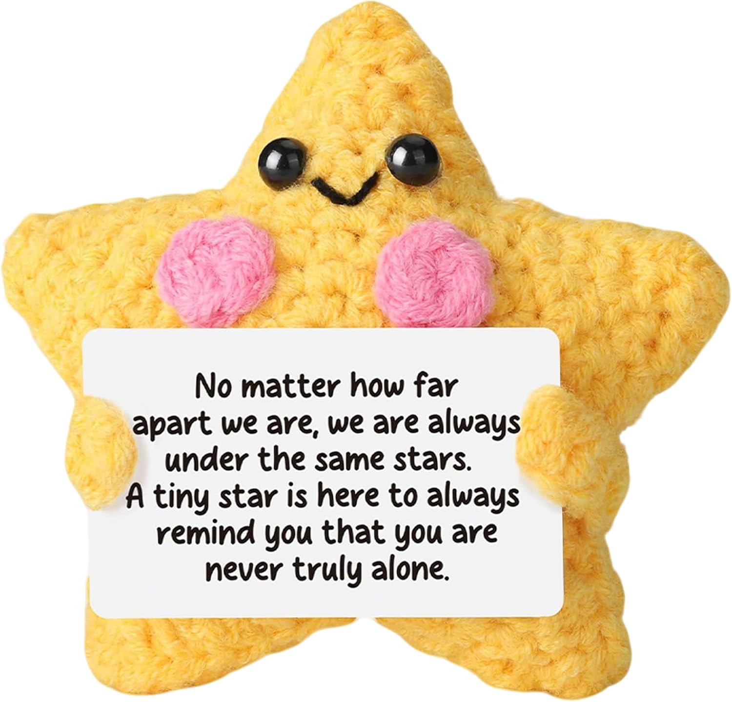 Positive Star Knitted with CardHappiness Pocket Hug Stars Pocket Hug Mutmacher Gift Stars Soft Toy Gifts Positive Gifts Emotional Support Gift for Friends and Relatives Encouraging Gifts