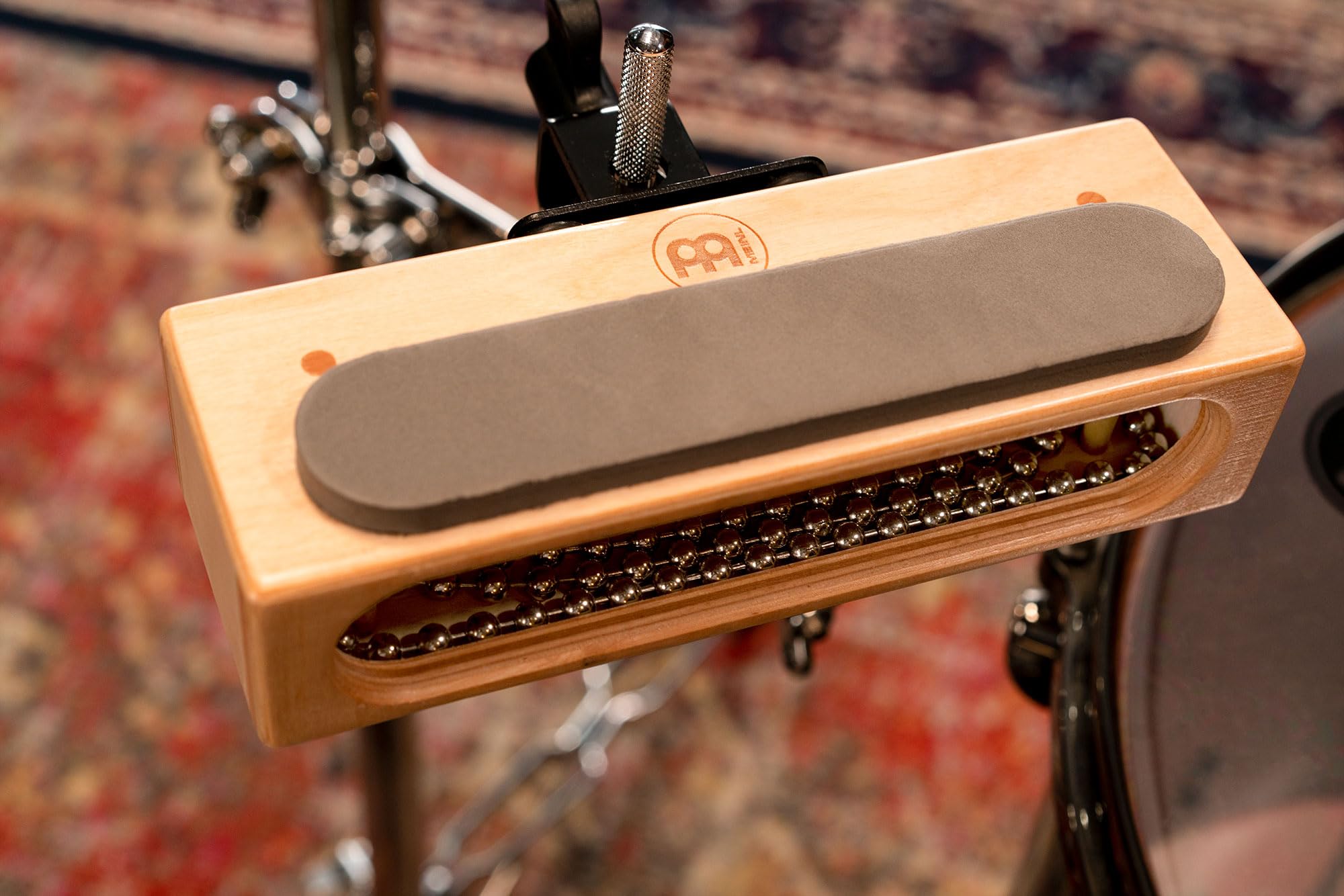 Meinl Bloque de madera de percusión efecto palmada con cadena Cabasa de acero, se puede tocar con baquetas, fabricado en Europa, abedul báltico (MWBHC)