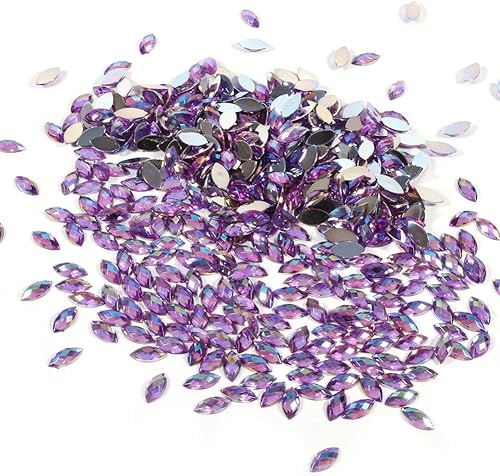 Miniatura 2 de 500 piezas de diamantes de imitación de cristal en forma de ojo de caballo AB gemas de acrílico de 0.276 x 0.591in para decoración de boda DIY