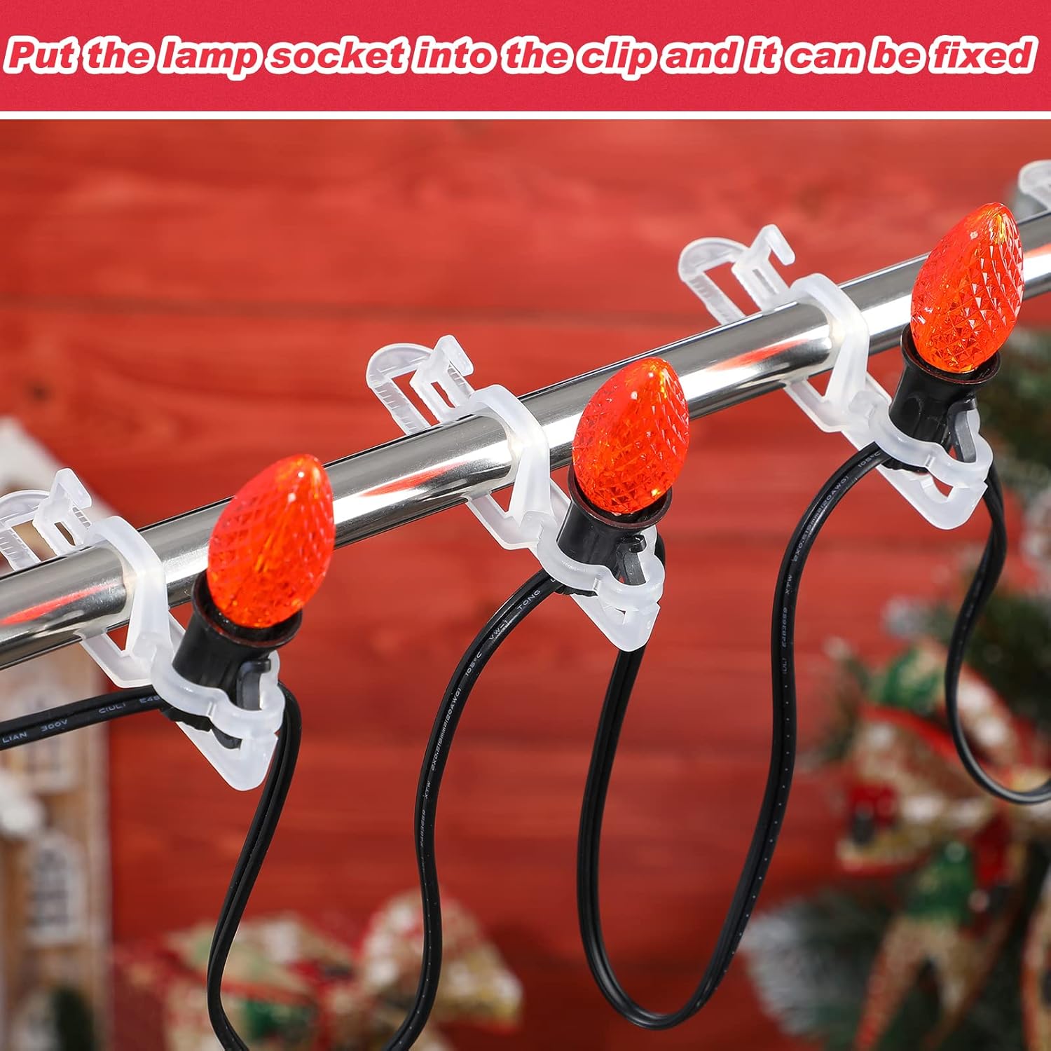 Blulu 300 Pcs Christmas Light Clips All Purpose Gutter Light Clips Outdoor for C7 C9 C6 and Mini String Lights Holiday Light Plastic Clips Christmas Light Hooks for Outside Roof Gutter Shingle Fence