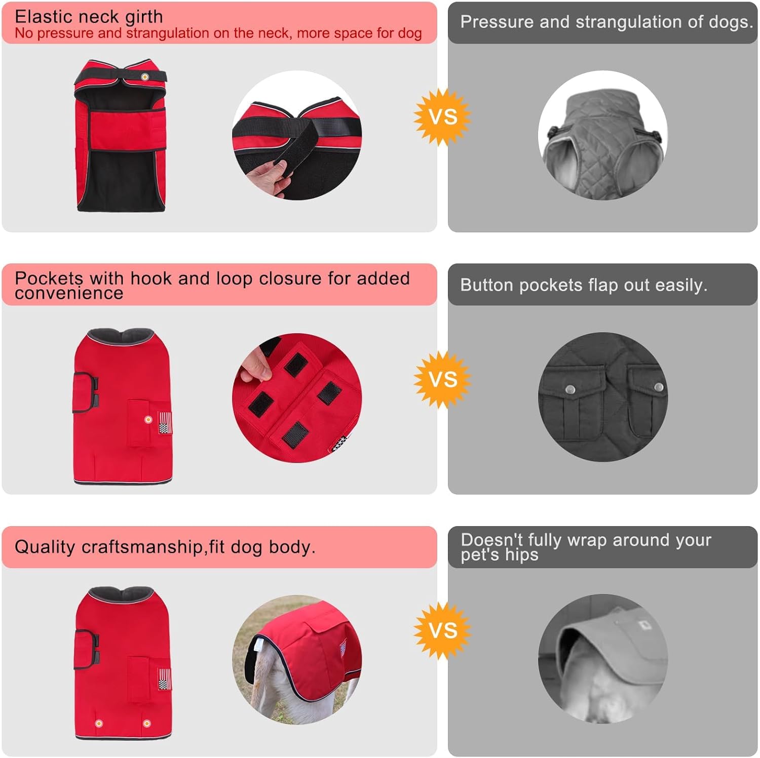 BEAUTYZOO Dog Winter Coat for X-Large Dogs Waterproof, Warm Reflective Great Dane Oxford Canvas Jacket, Fleece Dog Cold Weather Coats Windproof for Female Male Dogs, Red XL