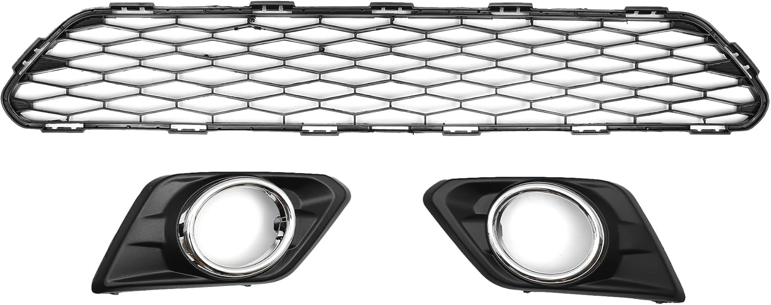 X AUTOHAUX No.622564BA0A/622574BA0A/622544BA0A Front Lower Fog Lamp Bezel Cover Trim Hood Bumper Grille Grill for Nissan Rogue 2.5L CVT 2WD S 2ROW 2014 2015 2016 2017 1 Set