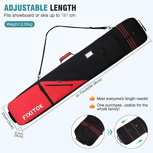 Miniatura 23 de Bolsa de snowboard y esquí para viajes aéreos, bolsa de snowboard acolchada completa, impermeable, para botas, ropa, casco y equipo, bolsa de esquí