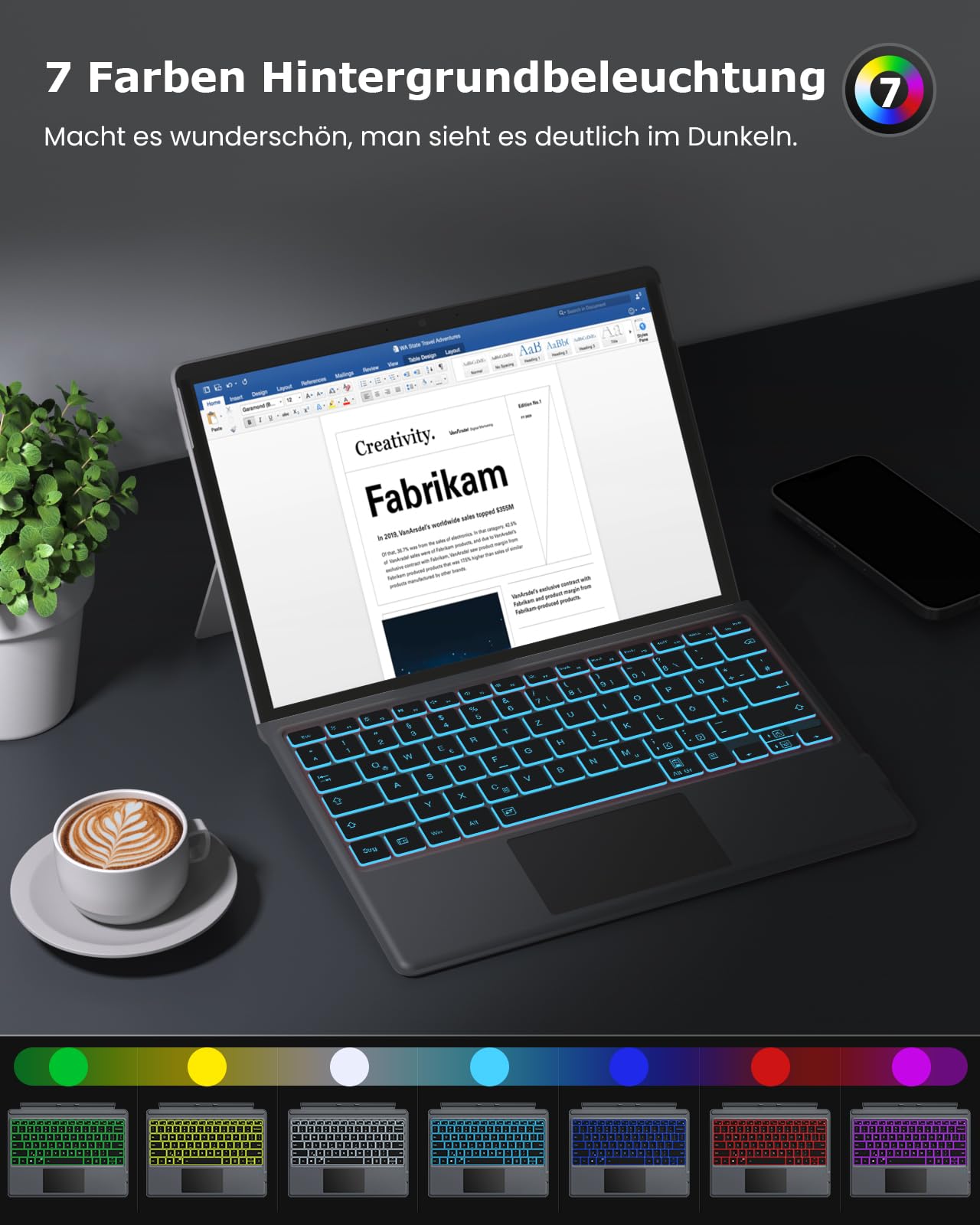 MoKo German Keyboard Bluetooth QWERTZ Per Surface Pro 7 Plus - Dettaglio