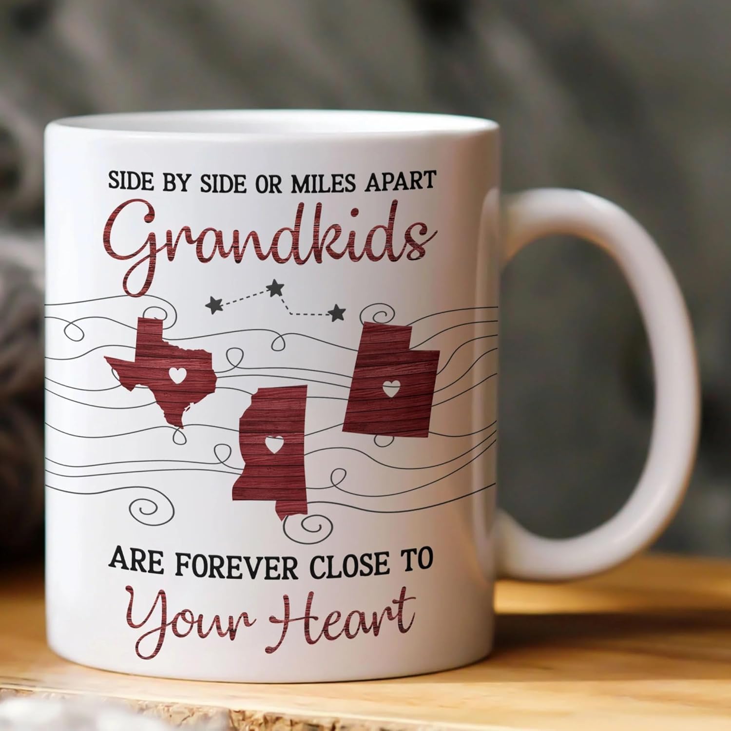Custom States Side By side Or Miles Apart Grandkids Are Forever Close To Your Heart 20oz Tumbler Gift