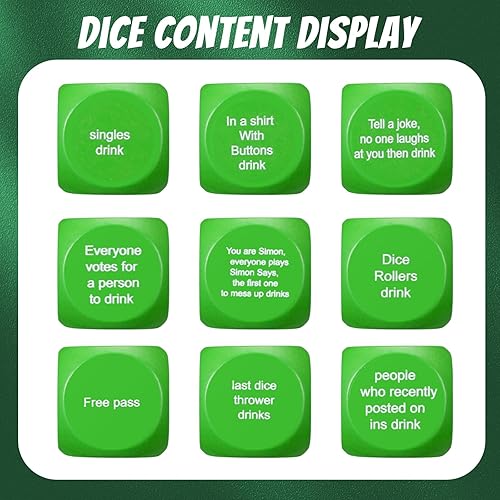 Miniatura 2 de Hanaive Juego de 6 dados de barra de bebida para fiesta, ruleta Resha, juegos de bebida de despedida de soltera, juego de fiesta para adultos,