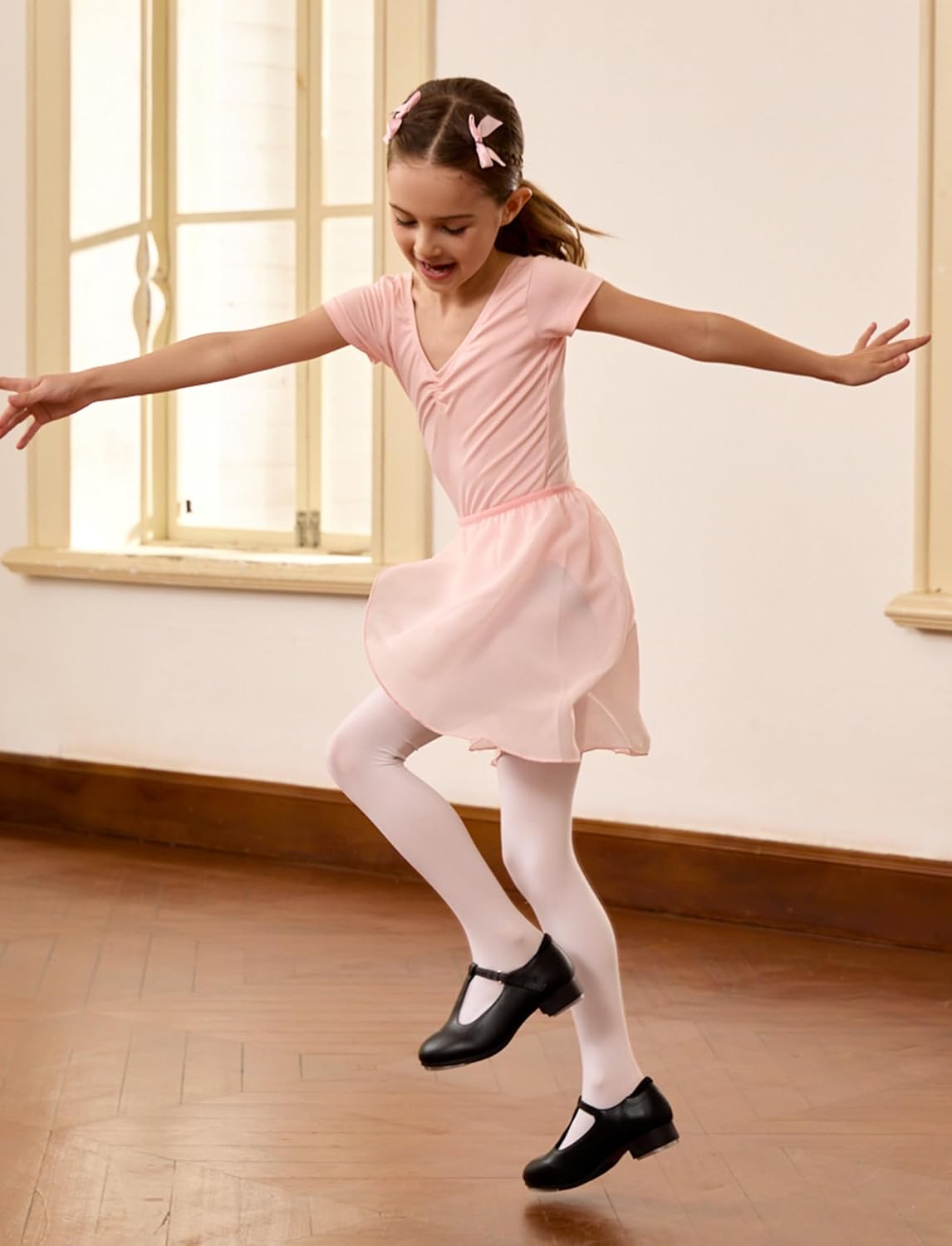 PATPAT Tap Shoes for Girls Toddler Tap Shoes Kids Dance Shoes with T-Strap, Adjustable Hook & Loop, Non-Slip Sole, Comfortable Triple Cushion for Ballet Jazz Tap Practice Recital