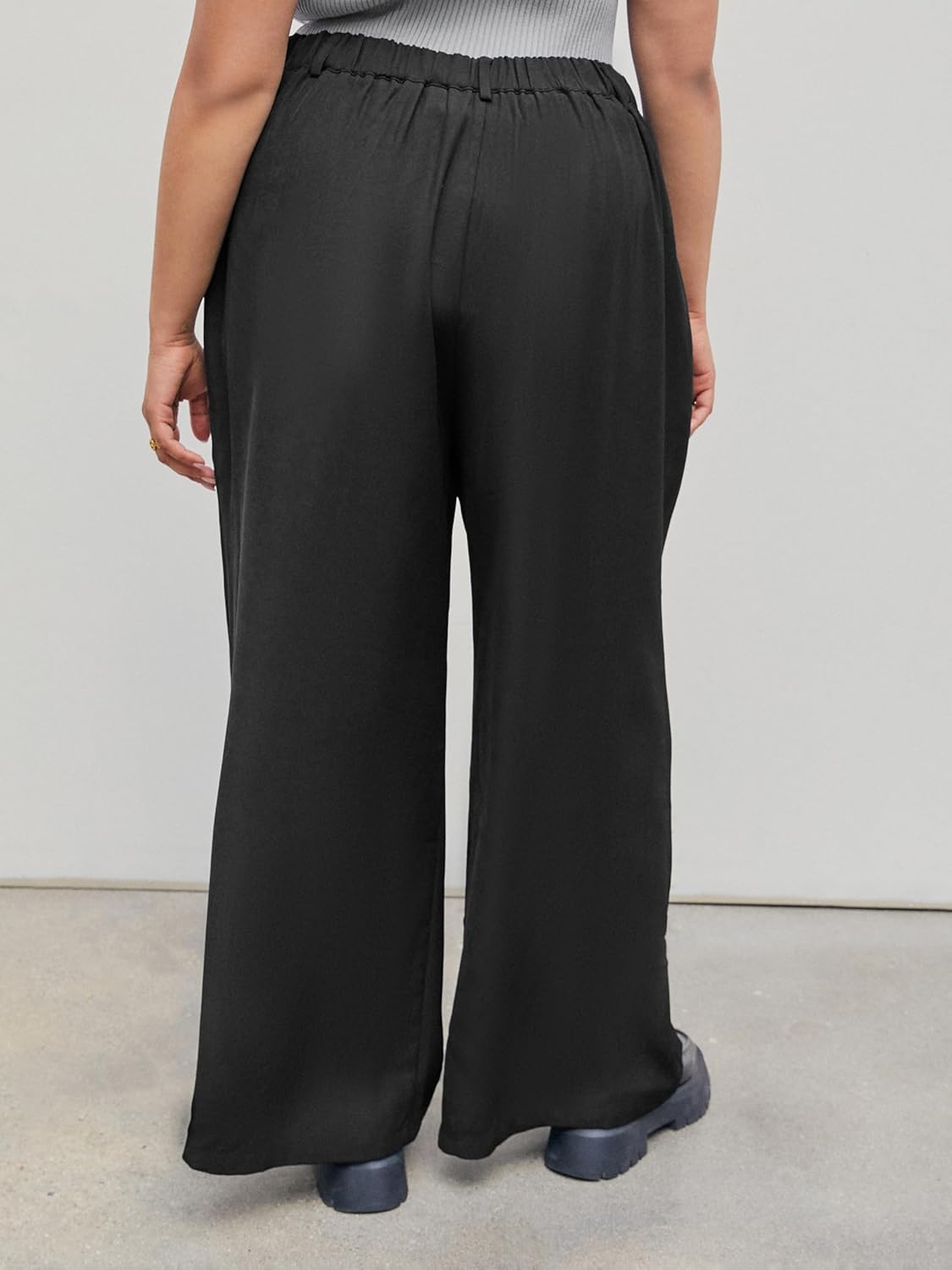 CIDER Mid Waist Pleated Pocket Wide Leg Pants Curve & Plus - Image 5