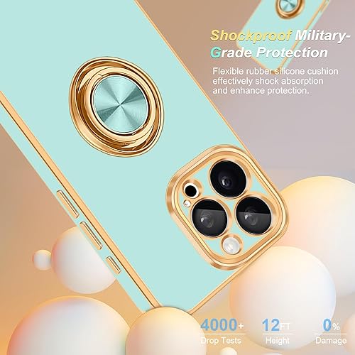 Miniatura 3 de Fingic Funda para iPhone 15 Pro Max con soporte de anillo de 360 soporte magnético para automóvil Lindo soporte delgado para mujeres y niñas, funda