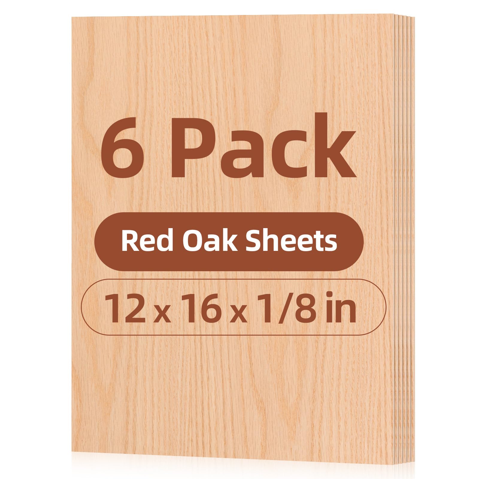 Rowood 6 Pack Oak Plywood Sheets 1/8,12x16x1/8inch,3mm Thin Unfinished Craft Wood for Laser Cutting Blanks,DIY Adult Project Kits for DIY Ornaments,