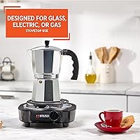 Vista 4 de IMUSA Cafetera de Cocina de Aluminio Fundido de 9 Tazas, Olla de Moka para Café al Estilo Cubano, Italiano y Espresso