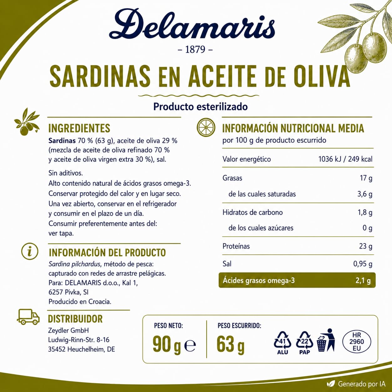 Sardinen in Olivenöl 20x90g 20er-Pack Glutenfrei Omega-3-Fettsäuren