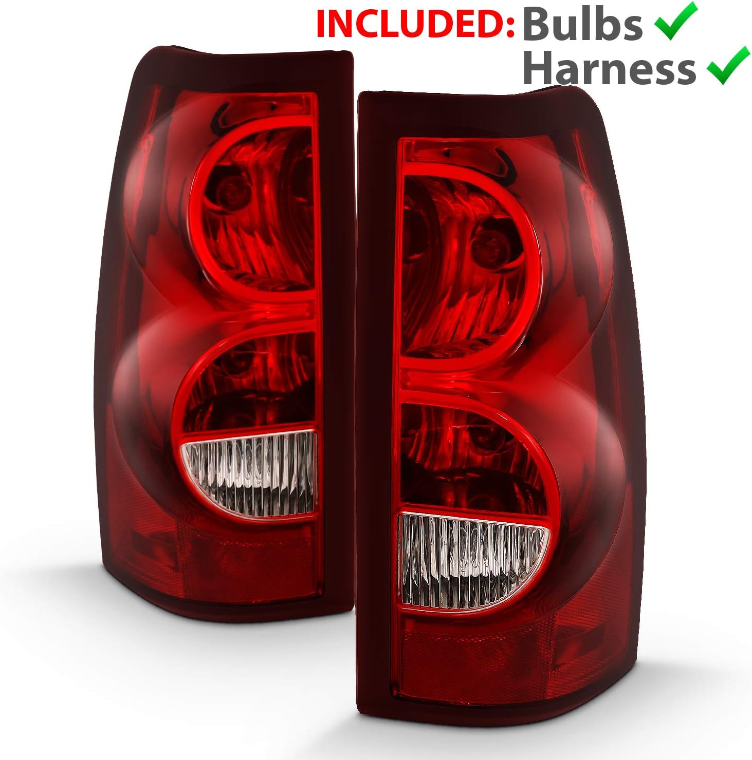 AmeriLite for 1999-2002 Chevy Silverado/99-06 GMC Sierra Red Replacement Tail Lights Pair - Passenger & Driver Side