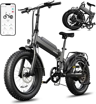 TST Folding Electric Bike for Adults, 1500W Peak Motor Ebike with 36V/48V 10.4Ah/15Ah Removable Battery, Max Range 60/90 Miles Electric Bicycle, 20" Fat Tire All Terrain E Bike