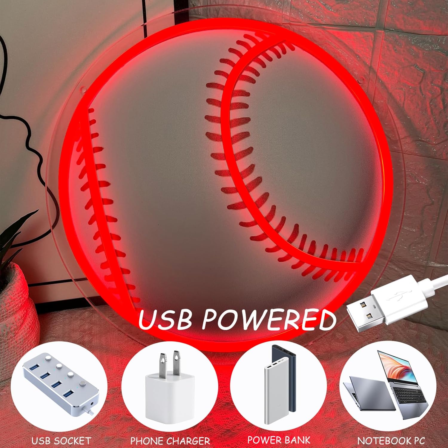 Baseball Neon Sign, Dimmable Baseball LED Neon Light for Fans, Sports Themed Neons Signs Light for Home Bedroom Man Cave Playroom College Dorm Club Birthday Party Decor - Image 6