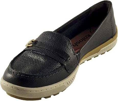 Mocassim Couro Kolosh Estrela e Strass Feminino - Preto - 34 | Amazon.com.br