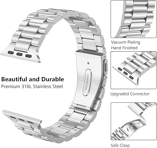 Miniatura 3 de Compatible con Apple Watch Band de 1.772 pulgadas, 1.732 pulgadas, 1.654 pulgadas, 1.614 pulgadas, 1.575 pulgadas, 1.496 pulgadas, correa de metal