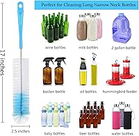 Vista 4 de ALINK Juego de 5 cepillos azules para botellas + cepillo de limpieza de drenaje de fregadero