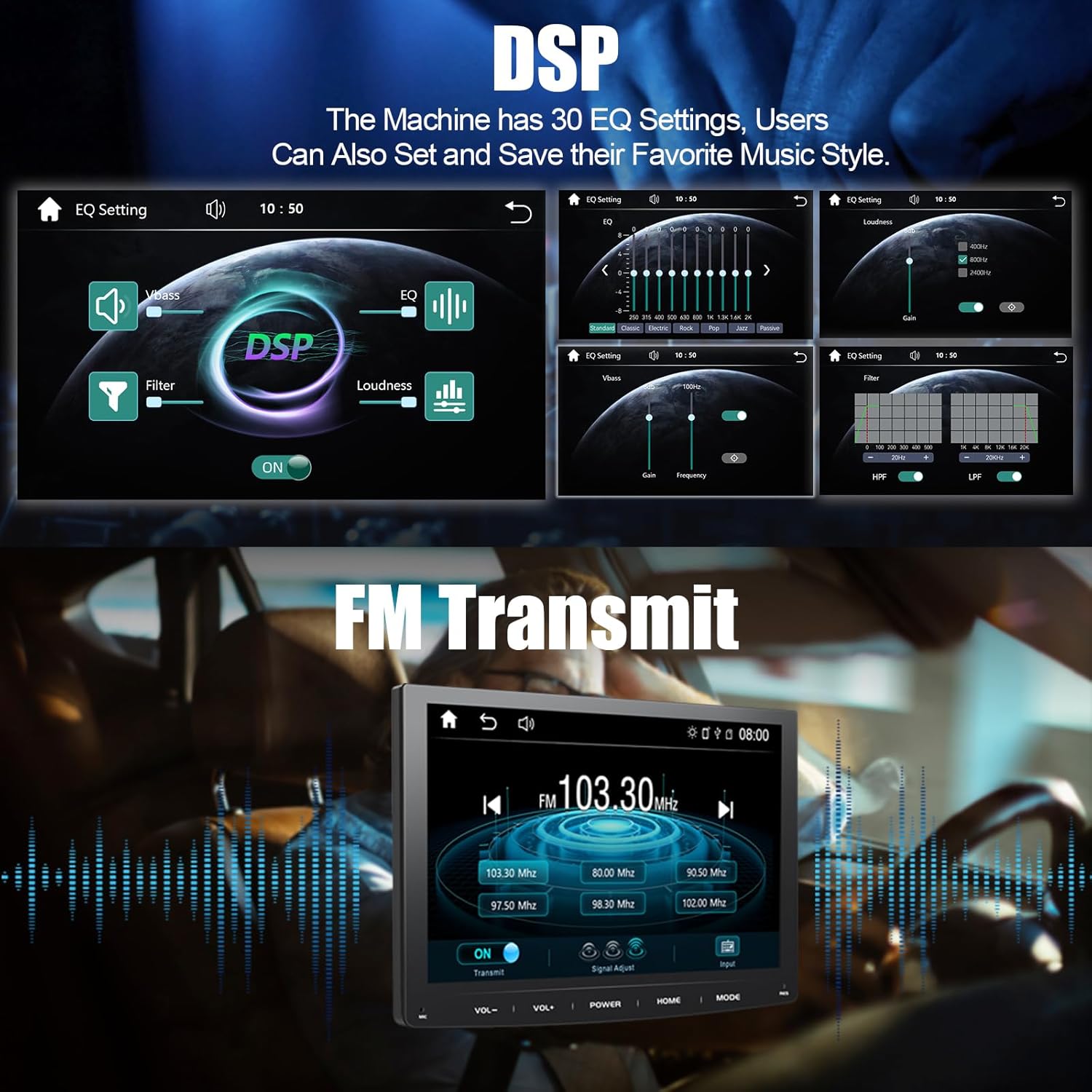 7" Wireless Apple Carplay Screen for Car, Bluetooth Touchscreen Portable Car Audio Receiver with Android Auto,FM Tramission,AUX,TF,Mirror Link for All Vehicles