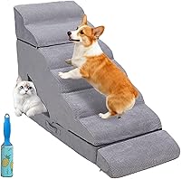 Vista 1 de Dog Stairs & Steps for High Beds 30-36 inches High Tall, LitaiL 7-Steps Non-Slip Pet Stairs for Small, Older Pets, Sturdy Dog Ramp with Removable