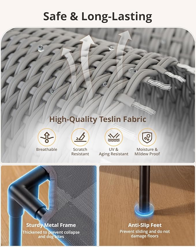 Cama Elevada para Perro Mediano con Cojín Removible y Malla Transpirable miniatura 4