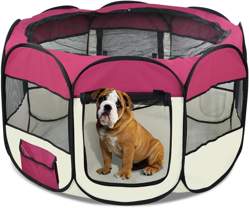 World Pride Gotobuy 48" Burgundy Portable Pet Puppy Run Playpen Dog Cat Crate Pen 600d Oxford Cloth