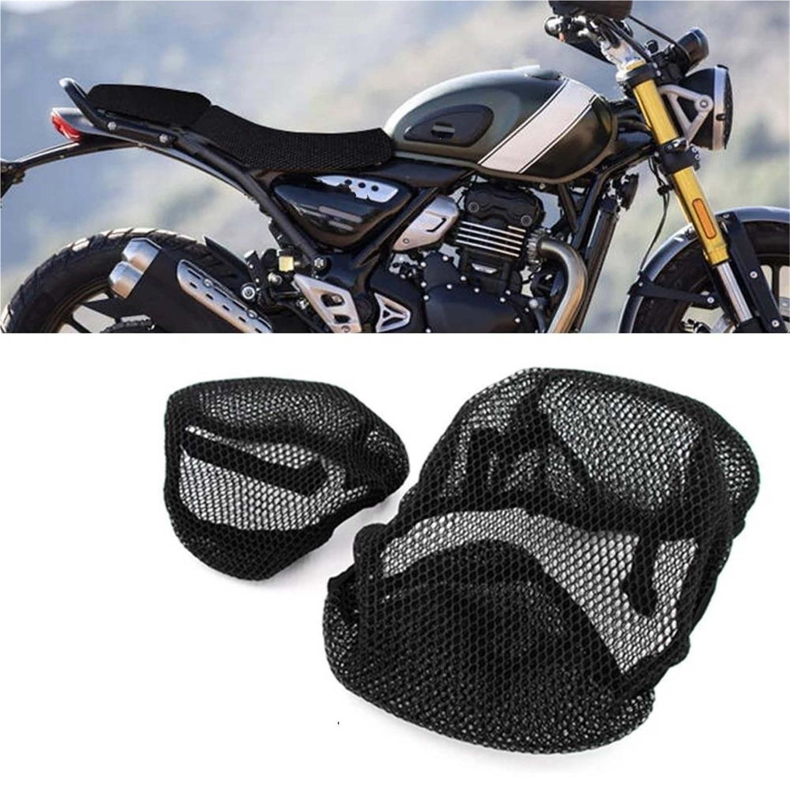 Coprisella in rete Cuscino Per Sella Moto Per SCRAMBLER 400 X 2024 - Coprisella In Rete Con Protezione A Nido D'ape Cuscino sella nylon