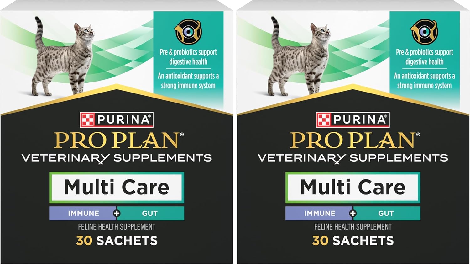 Purina Pro Plan Veterinary Cat Supplements Multi Care Feline Supplement – Digestive Probiotics for Cats – Immune Support Cat Supplement - 30 ct. Box (Pack of 2)