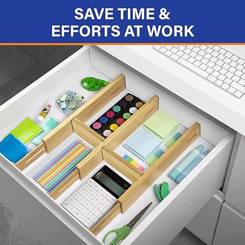 Miniatura 6 de Separadores de cajones de bambú ajustables para ropa, utensilios de cocina, escritorios de oficina, accesorios de baño, calcetines y ropa interior,