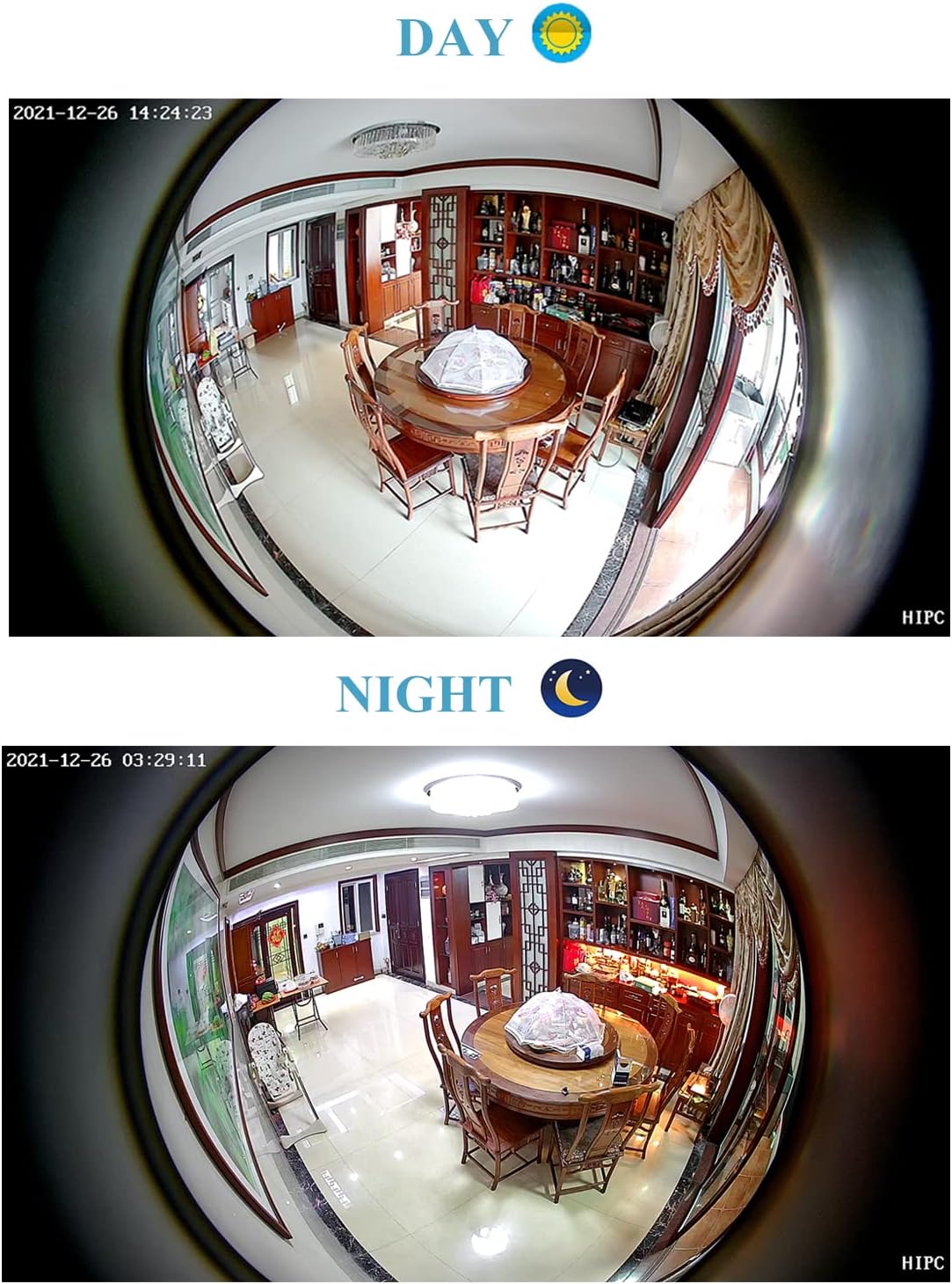 5MP POE IP Camera,Metal Outdoor Indoor IP65 Waterproof 10M IR Night Vision 1.44mm Fisheye Panoramic Lens P2P View POE Security Camera Motion Detection (I542-P-HS-S)