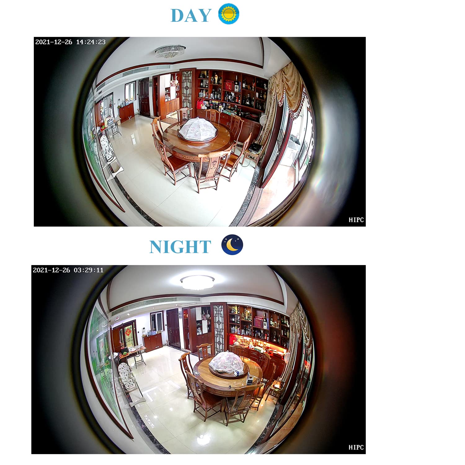 5MP POE IP Kamera, Metall Outdoor Indoor IP65 Wasserdicht POE Sicherheitskamera, 10M IR Nachtsicht 1.44mm Fisheye Panoramalinse P2P View Kamera, Bewegungserkennung (I542-P-HS-S)