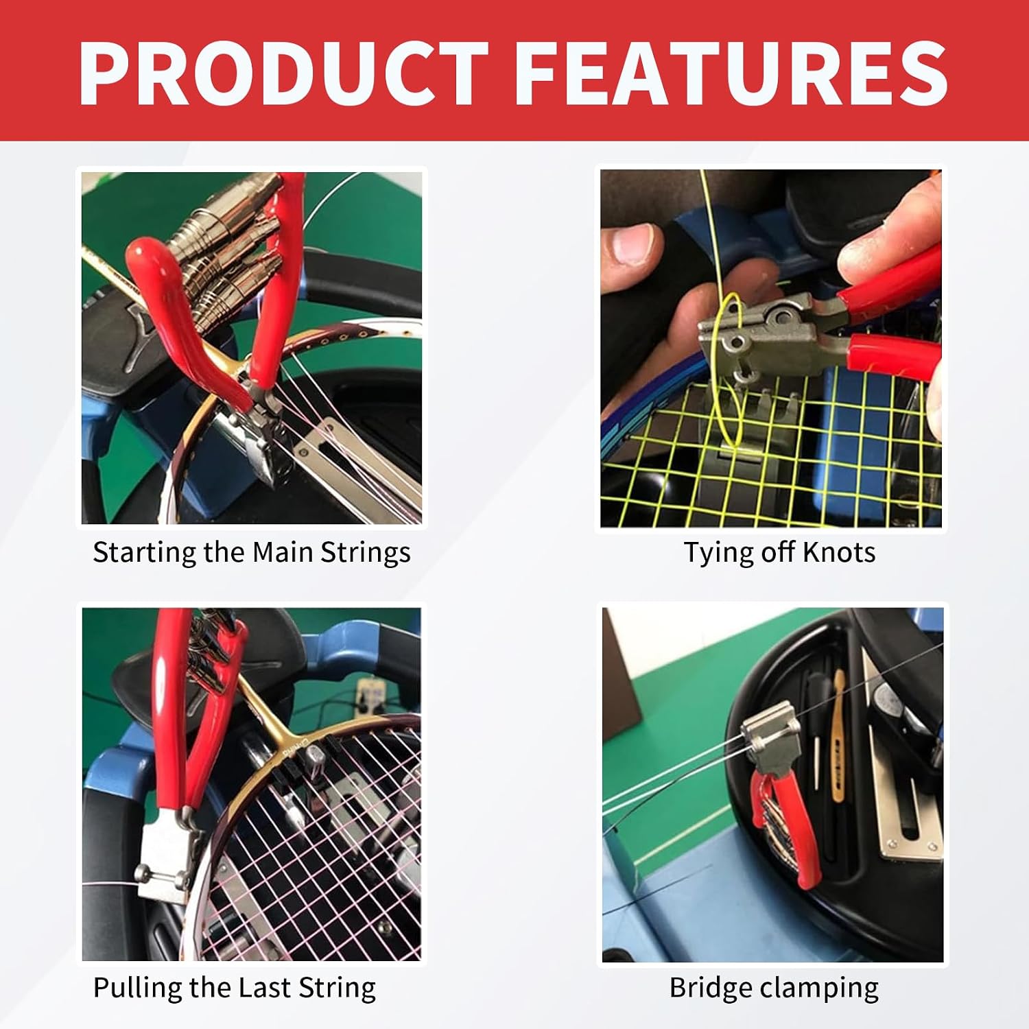 Qiilu Starting Clamp Tennis Racket Starting Clamp Aluminum Plastic Badminton Racket Starting Stringing Clamp Tennis Racket 3 Spring Starter Stringing Tool