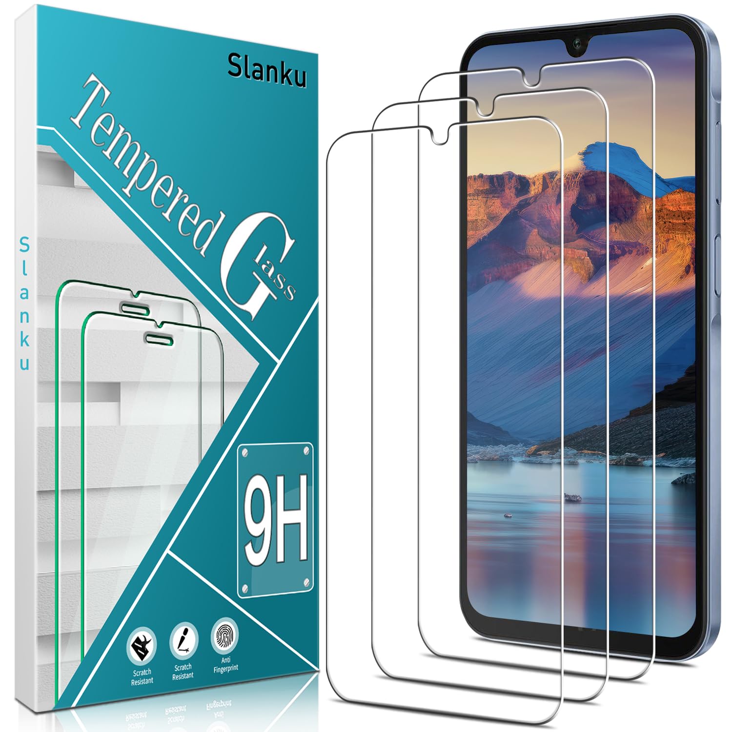 Slanku [3 Pack Screen Protector for Samsung Galaxy A15 5G / A15 Tempered Glass, Touch Sensitivity, Bubble Free, Anti Scratch