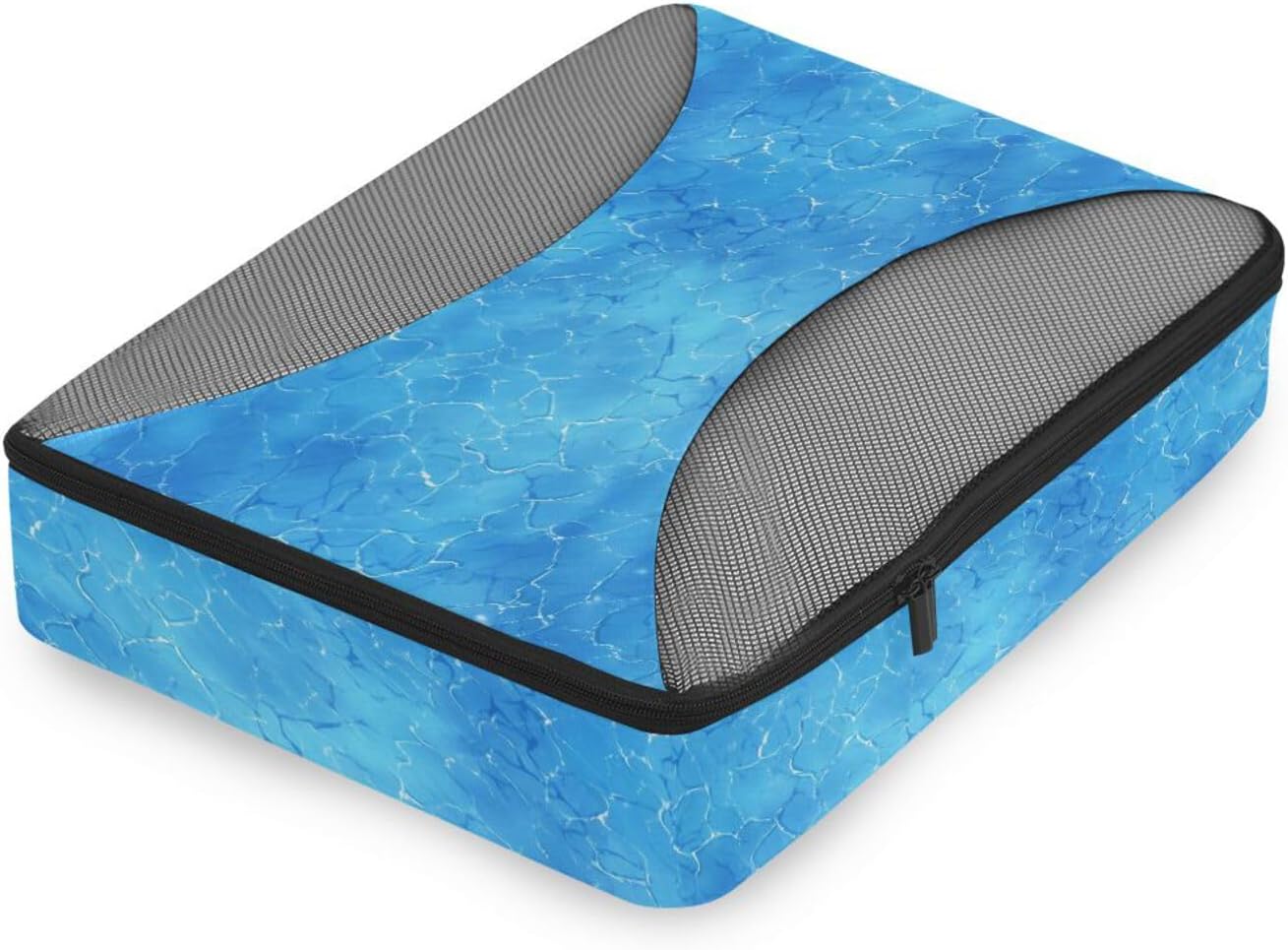 Blue Water Wave 4 Pcs set organizer for closet Mesh Travel Essentials portable packing cubes for suitcases