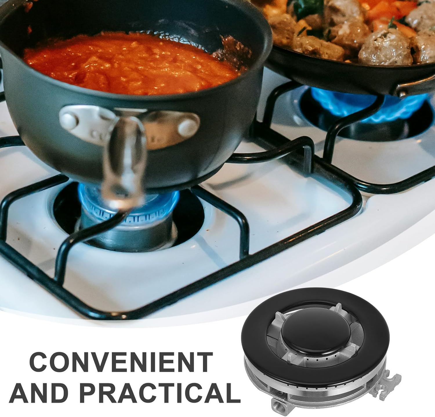 Kisangel Universal Gas Stove Burner Head with Cap, Metal Cooker Hob Gas Burner Caps Replacement Set, High-efficiency Stove Accessory for Kitchen Cooktop Parts