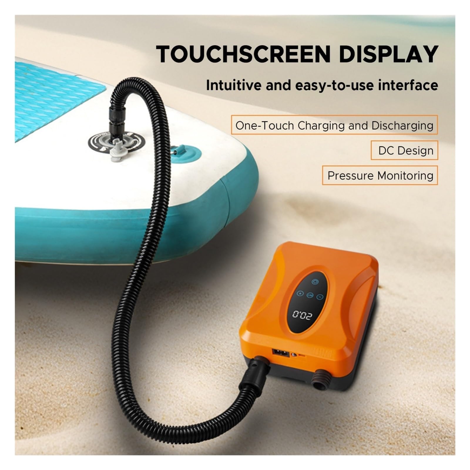 Pompa Elettrica For Paddle Board Portatile Ricaricabile Con Controllo Touchscreen E Gonfiatore Sgonfiatore A LED Inflazione Rapida