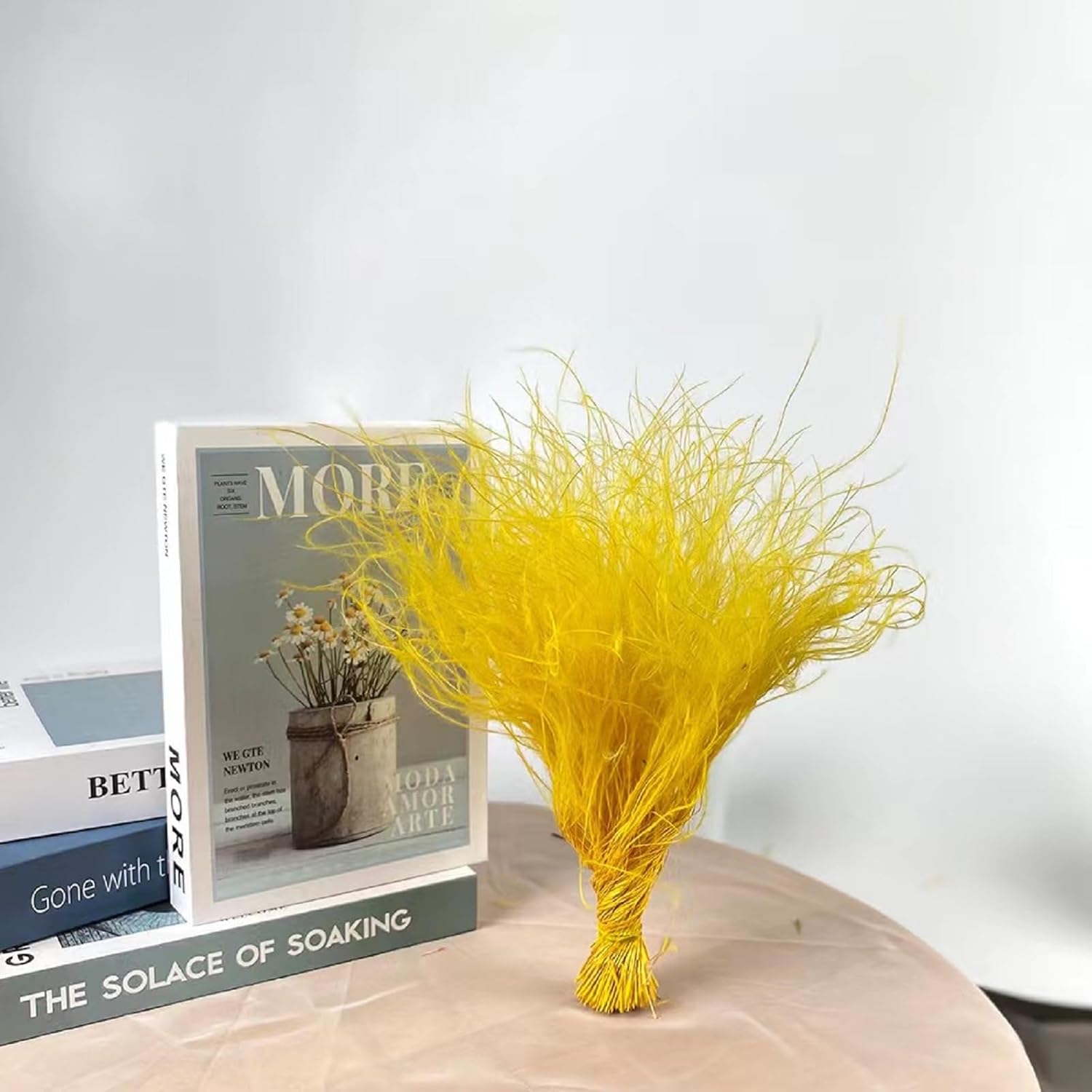 500pcs Dried Flowers,11.8 Inches Feather Flowers,Real Feather Grass Bouquet Suitable for Wedding,Home Party Decoration DIY Flower Arrangement (Yellow)